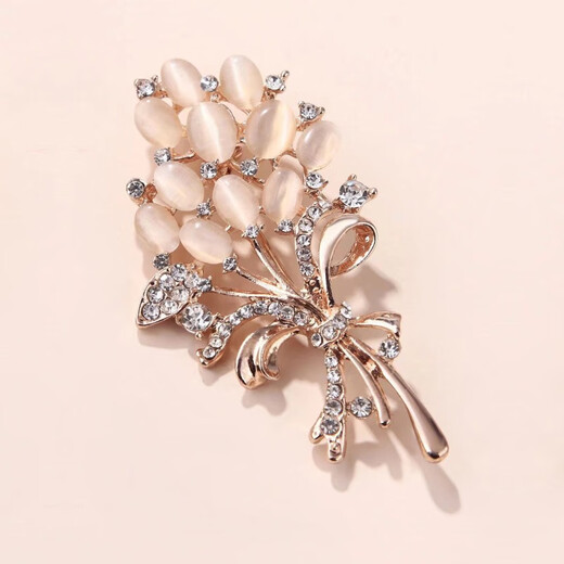 QUAMER 2024 new trendy Korean version new Chinese style bouquet fashionable rhinestone cat's eye rose rose gold