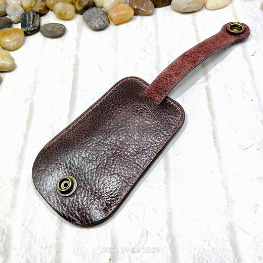 Bronck Pull-out kleine Schlüsselbeutel Mini Ultra-dünn tragbarer Männerkopfschicht Cowide Draw String Key Cover Key Bag Damen 1858 S-vegetierbares Bräunungskoffer