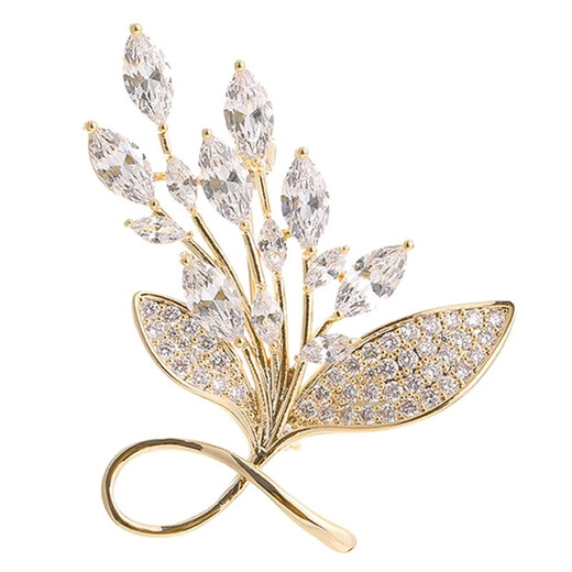 CHEZHESI flower brooch, high-end feminine Swarovski zirconium corsage anti-exposure pin 520 Valentine's Day gift for girlfriend, white wheat flower brooch, next day delivery