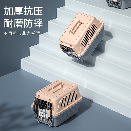 喵先生宠物航空箱猫咪狗狗航空箱便携式猫箱子外出猫包太空舱车载托运箱 奶灰色（48*30*33cm）