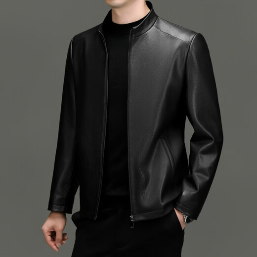 Hengyuanxiang Genuine Leather Jacket Men's 2025 Autumn and Winter New Style Goat Leather Stand Collar Slim Fashion Jacket Top Brand Picture Color XL 180