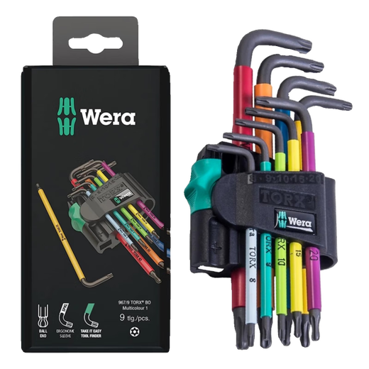 维拉德国Wera967 SPKL单支球头星型梅花内六角L型扳手带加消磁器 灰色梅花扳手T8 05024350001