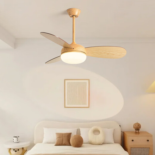 
Weather vane modern simple children's room small fan light imitation wood grain home bedroom dining room ceiling fan light frequency conversion silent fan light frequency conversion 36-684A black-wood leaf boom full spectrum + light conversion remote control