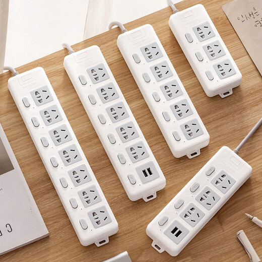 Gongya new national standard sub-control socket household power strip office charging source power strip independent switch multi-hole multi-functional power strip power strip with wire charging extension cord drag strip two switches without USB total length 0.8 meters