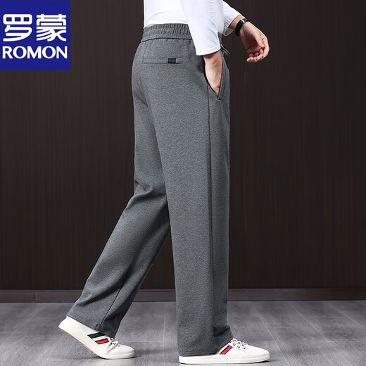 ROMON high-end heavy cotton middle-aged sports casual pants men's autumn and winter loose large size dad sweatpants gray pants 2210 dark gray spring and autumn style XL