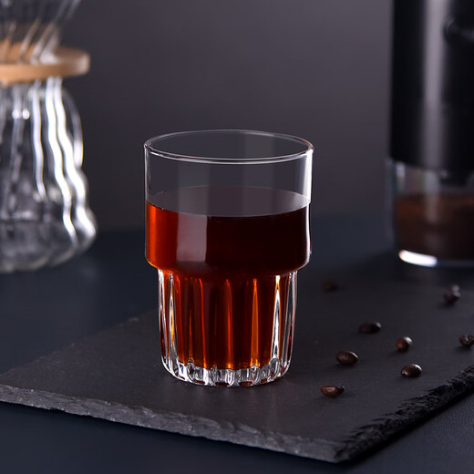 Circle Joy glass coffee retro vertical pattern ice American ice coffee pot latte cup espresso cup 2 pieces