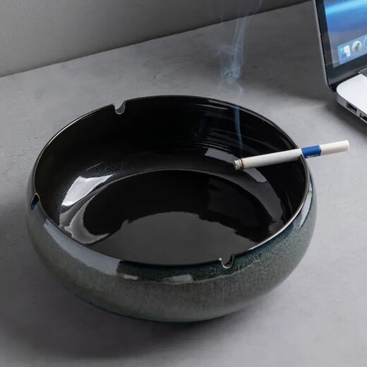 Fu Guan Large Ashtray Creative Personalized Ceramic Ashtray Home Retro Chinese Living Room Light Luxury Office Trendy Ashtray Round Extra Large