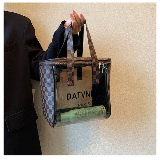 Sac à main de voyage Yunya pour les femmes avec un sac de maquillage de maquillage étanche léger lavage et sac de rangement Sac de natation de grande taille Plaid marron