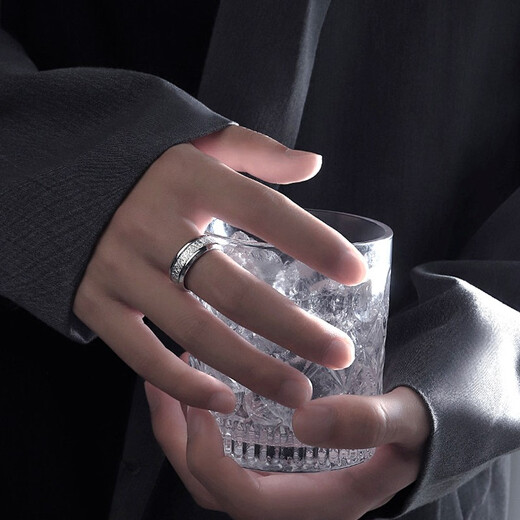 MOLC European and American ring men's trendy single ring simple index finger personality light luxury niche hip-hop ring birthday gift R0191 <Rime Ring> No. 9