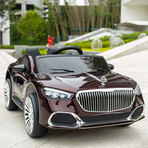 Mother and baby model imitation Maybach children's electric car four-wheel car for men and women, children can sit on the remote control toy car baby's first birthday gift four-wheel drive painted gray + soft tires + full function
