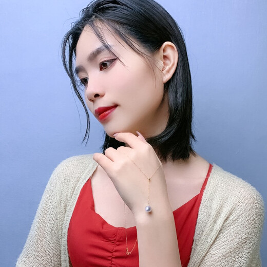 Jewelry Seawater Pearl Pendant Necklace Japanese Akoya Adjustable Pearl Necklace Pendant for Girlfriend 18K Gold Chain 7-7.5mm Japanese Akoya Perfect Round Seawater Pearl