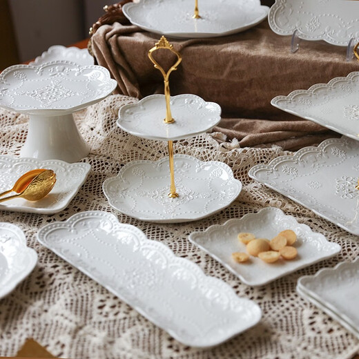 Jiayi Kitchen Decorative Dessert Table Display Rack Ornaments European Cold Dinner Tea Break Table Cake Dessert Tray Afternoon Tea Snack Rack Three-piece Set