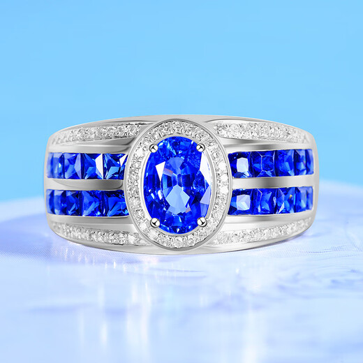 HEEKAIYI ring men's cornflower sapphire ring luxury jewelry Chinese Valentine's Day birthday gift for wife and girlfriend Cornflower sapphire ring (main stone about 2.3 carats/flawless selection)