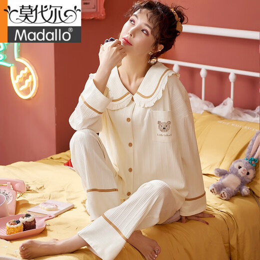 莫代尔睡衣女士夏款纯棉长袖感家居服全棉大码2025新款套装 JM3527 M 【80-98斤】