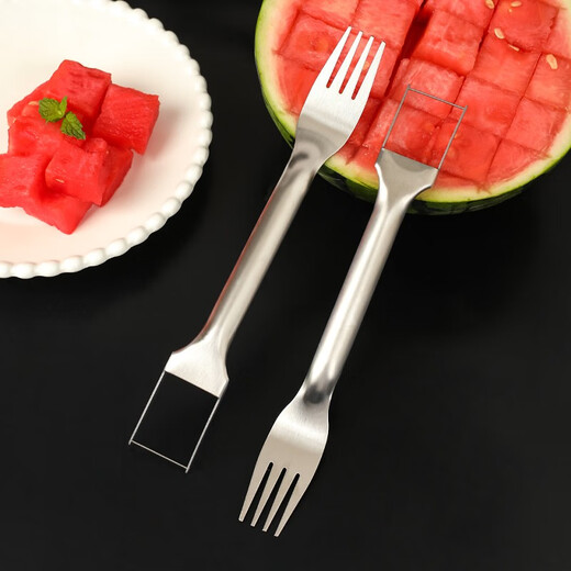 Kawashimaya (Kawashimaya) Kawashimaya stainless steel watermelon cutting artifact dicing and dicing fruit divider household special fork tool for eating melon, cutting/fork dual-purpose watermelon dicing device