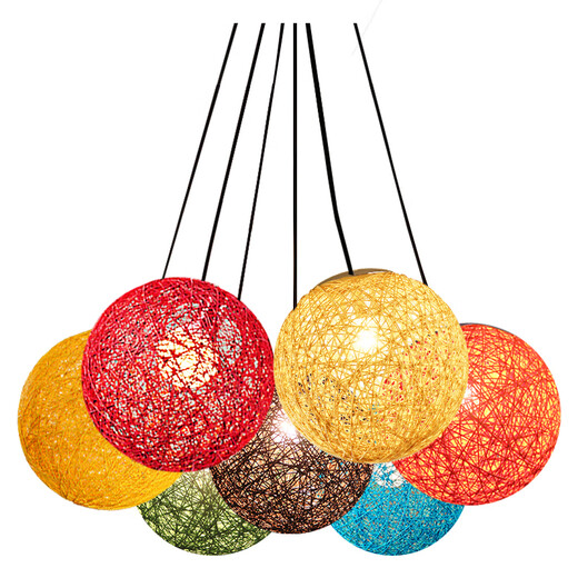 Yilin hand-woven hemp ball chandelier Japanese-style rattan Chinese-style Hunan restaurant shop commercial rattan art ball lamp house Ji Feng root carving hemp natural color 30x30x30cm 24W