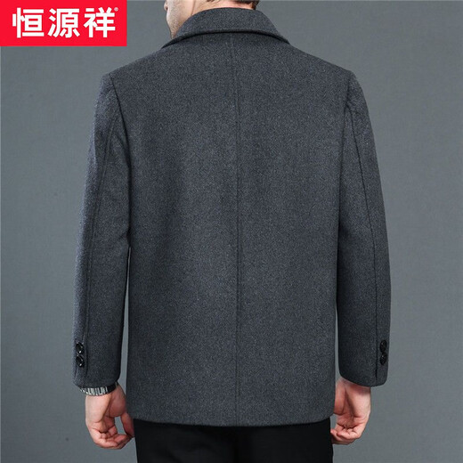 Hengyuanxiang Autumn and Winter Woolen Jacket Men's Plus Fat Plus Large Sheep Jacket Middle-aged and Old Dads Plus Velvet Thickened Wool Coat Jacket Black Blue (Short Style Plus Velvet Thickening) 175/L 130-140Jin Jin is equal to 0.5 kg