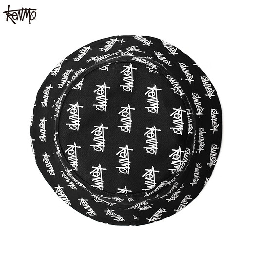 Kenmo (KENMO) double-sided fisherman hat men ins trendy brand hip-hop women versatile sun protection summer sun hat black large size