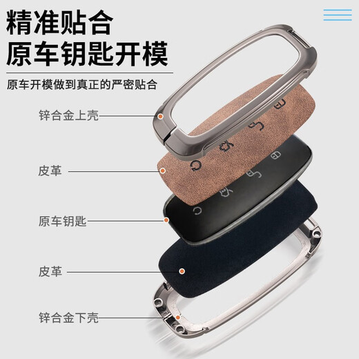 达珀德22/24款腾势d9钥匙套男士dm-i壳ev包女改装腾势D9卡片汽车 A款枪色灰皮灰绳