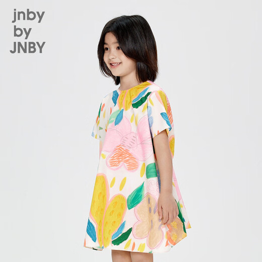 jnby by JNBY新款江南布衣童装短袖A型连衣裙24秋女童1O7G12460 690/杂粉（批次1） 图案随机 160cm