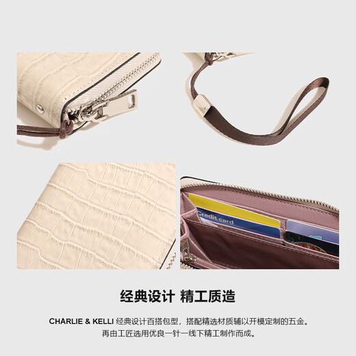 Charlie/Kelli CK Brand Bag Herren Brieftasche Krokodilmuster Vielseitige Brieftasche Handtasche Multi-Card Coin Brieftasche Kartentasche Clutch Grey [chinesisches Valentinstagsgeschenk]