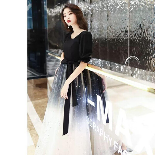 
Seidler banquet evening dress for women 2025 new black long temperament can usually be worn on the host choir performance suit Black M (recommended 96-105Jin [Jin equals 0.5 kg])