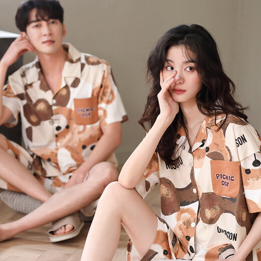 Fuxinkang wedding pajamas couple wedding suit spring and summer big red nightgown pure cotton men and women festive year home clothes TS830 out of stock M - women [high 150-160-weight 80-105]