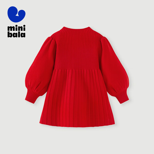 Mini Bala long-sleeved dress for girls and babies to celebrate the New Year, soft and skin-friendly, warm and puffy sleeves, sweet