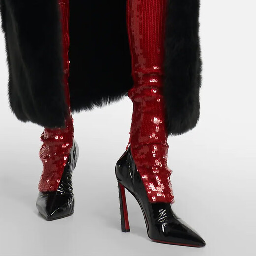 Christian Louboutin New Year Gift Exclusive Sale Women's Embellished Ankle Boots P00766592 Black 40 CN 40