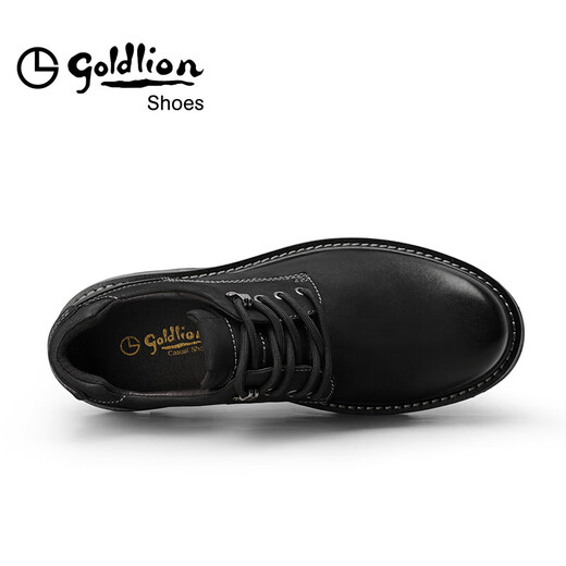 金利来（goldlion）男鞋工装鞋复古个性耐磨皮鞋舒适系带休闲鞋54623015594A黑灰色41