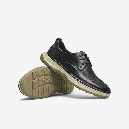 Tata (TATA) business casual leather shoes men's soft sole genuine leather work shoes father's shoes 2025 spring new QFS01AM5 black 40