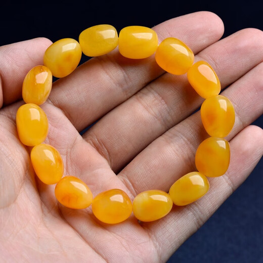 OUCERNY beeswax bracelet for men, natural amber raw stone bracelet for women, full honey chicken fat yellow beeswax single circle hand ornament 15-16g, one item, one certificate, supports re-inspection