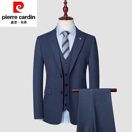 Pierre Cardin Men's Summer Suit New Business Thin Suit Suit Casual Formal Suit Korean Slim Dress Complete Set 6802 Two-piece Set Two Buttons Double Slits XL 180 135-150Jin Jin equals 0.5 kg