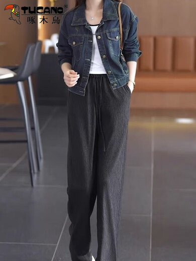 Woodpecker Denim Courtette pour femmes en automne 2025 Nouveau style rétro Veste en jean mince et entièrement entièrement Blue M poids recommandé 95-110jin [Jin est égal à 0,5 kg]