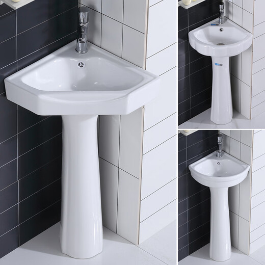 Triangular basin wash basin small apartment bathroom corner pedestal basin mini corner pedestal wash basin household 26*26 triangular pedestal basin + drain accessories