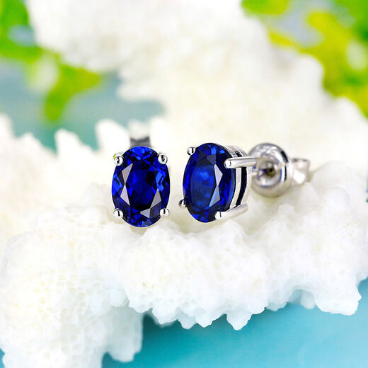 Sapphire earrings, 925 silver plated with 18K gold, inlaid with carat colored gemstones, tanzanite jewelry earrings for women, a pair of blue earrings