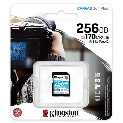 Kingston 256GB SD memory card U3 V30 camera memory card high-speed SD card large card 4K ultra-high definition shooting reading speed 170MB/s writing speed 90MB/s