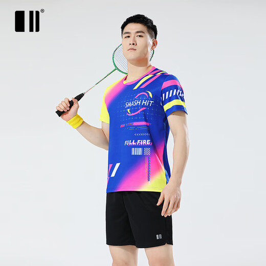 Side and even number breathable spring and summer new badminton suit couple short-sleeved sportswear quick-dry group buying suit men's suit C112143+12241 M