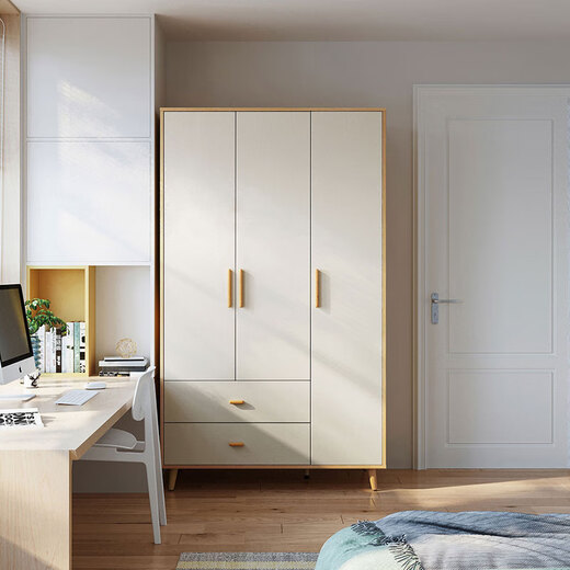 Lin's Home Original Lin's Wood Wardrobe Bedroom Simple Modern Wardrobe Wooden Three-Door Wardrobe JC21D Three-Door Wardrobe 1.2 Meters