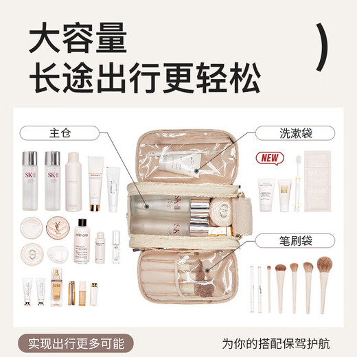 Jedy Make -up -Tasche 2025 Tragbarer Make -up -Pinsel -Aufbewahrungsbeutel Reisen Tragbares Waschen mit großer Kapazität und kosmetische Aufbewahrungstasche Aprikosenfarbe