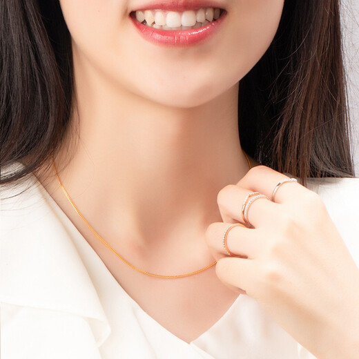 Tingliang 18K gold necklace Chopard chain clavicle chain 45cm adjustable plain chain pendant versatile K yellow white rose gold yellow 18K gold about 2 grams