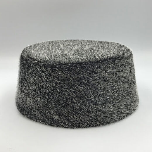 Pisces Kaninchen Hui Hut neuer Stil für Anbetung Herren ethnischer Stil Hui Hut warm im Winter Dicke flache obere runde Kante schwarz schwarz Nr. 55 (geeignet für kleine Kopfumfang)