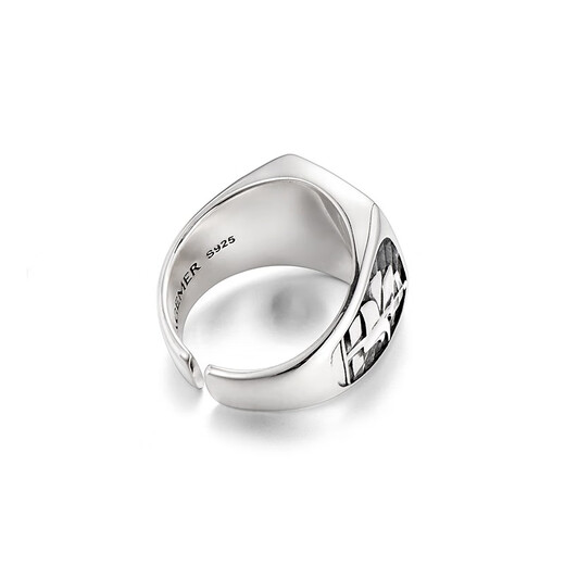 IDEAGEMER Handmade Silver Jewelry 925 Silver Anchor Ring Men's Personalized Niche Original Design Boys' Index Finger and Middle Finger Ring Anchor Ring - Opening No. 22-24