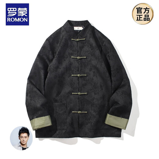 罗蒙（ROMON）新中式唐装男中国风秋冬季长袖夹克复古盘扣汉服宽松大码男士外套 Y757黄色 3XL 165-180斤
