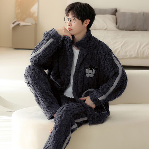 Modal Coral Fleece Couple Pajamas Women's Winter Plus Velvet Thickening Warmth Autumn and Winter 2025 New Men's Home Clothing Set CM2033 Velvet One Male One Female M Female + Male XL