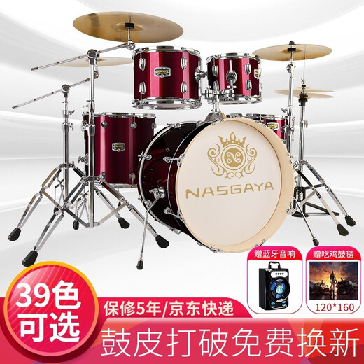 纳斯格雅（NASGAYA）架子鼓成人初学者儿童专业考级爵士鼓打击乐器考试专用不扰民 5鼓4镲【初学用鼓】天空蓝