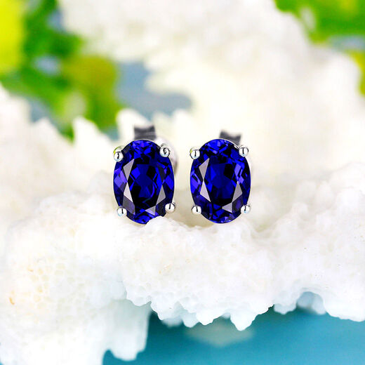 Sapphire earrings, 925 silver plated with 18K gold, inlaid with carat colored gemstones, tanzanite jewelry earrings for women, a pair of blue earrings