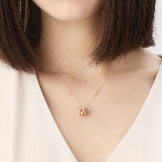 Chow Sang Sang (CHOW SANG SANG) k gold necklace V&A crown ruby rose gold color gold diamond necklace women's model 91267N 47 cm