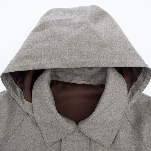 Dongbolini Men's Autumn and Winter New Wool Parka Windbreaker Removable Hat Casual Jacket Brown M 48