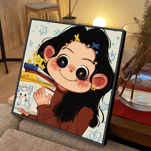 
Meisan (Meian) cute girl digital oil painting DIY hand-filled oil painting cartoon cartoon coloring healing decoration hanging painting RS12342 30*30cm